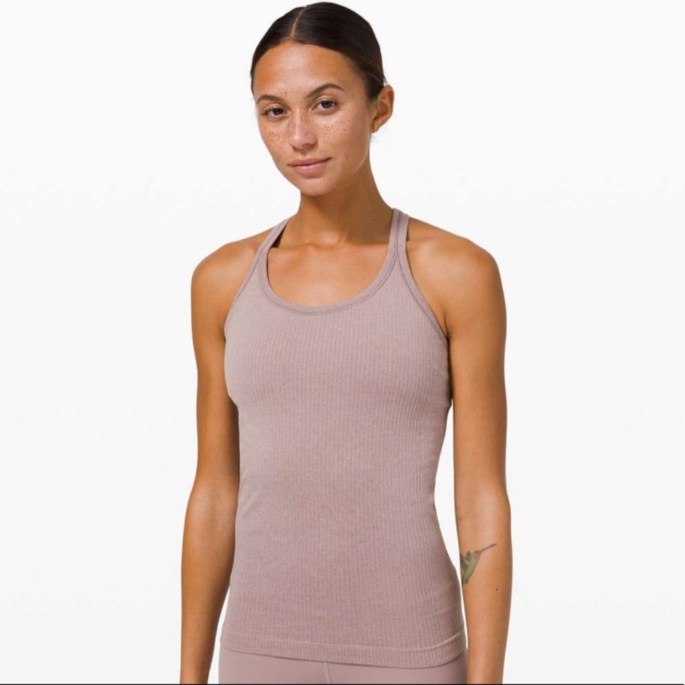 Lululemon ebb to street tank size 4 mauve pink new without tags